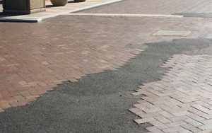 Completed job using EZ Street Cold Asphalt between bricks